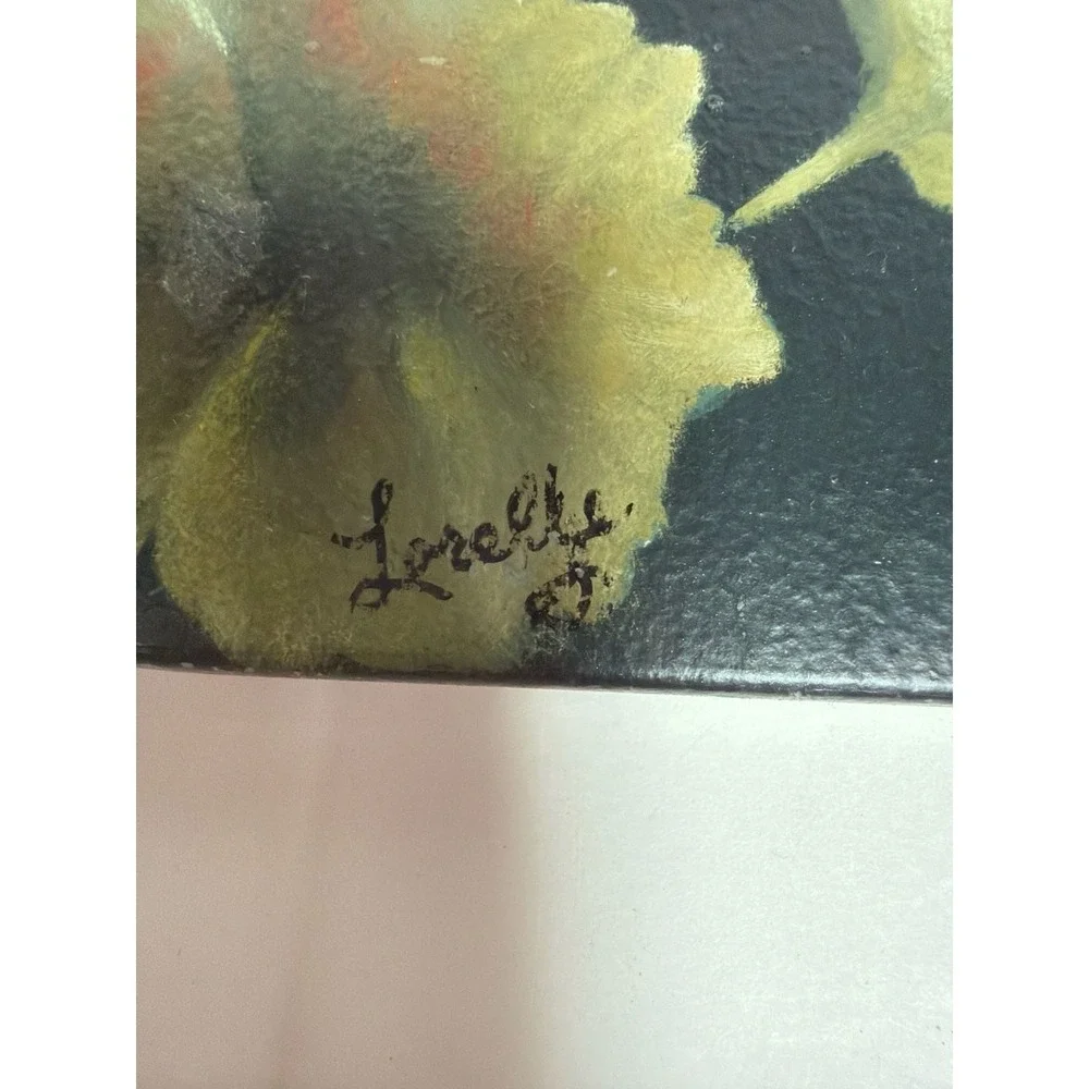Vintage Hand-Painted‎ Geranium Floral Wooden Decorative Cutting Board by Lorelle